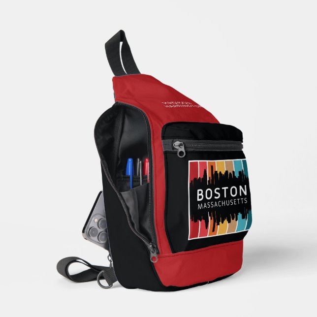 Custom Name Boston Massachusetts Sling Bag (Open)