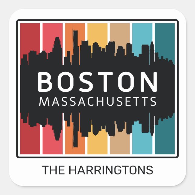 Custom Name Boston Massachusetts Square Sticker (Front)