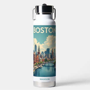 Custom Name Boston Massachusetts Water Bottle