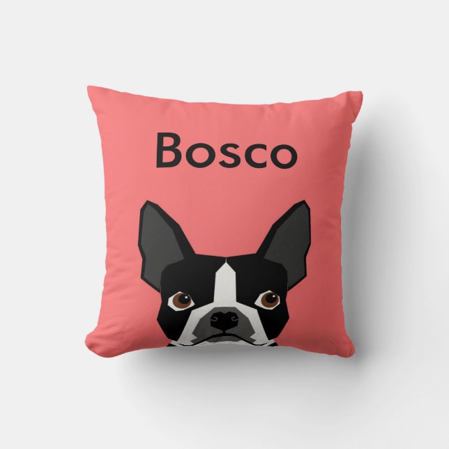 Custom Name Boston Terrier Pillow Pet Pillow (Front)