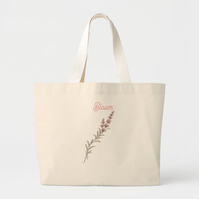 Custom Name Botanical Bloom Lavender Tote Bag (Front)