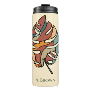 Custom Name Botanical Leaf Serene Savanna Thermal Tumbler