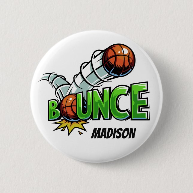 Custom name BOUNCE Basketball buttons (Front)