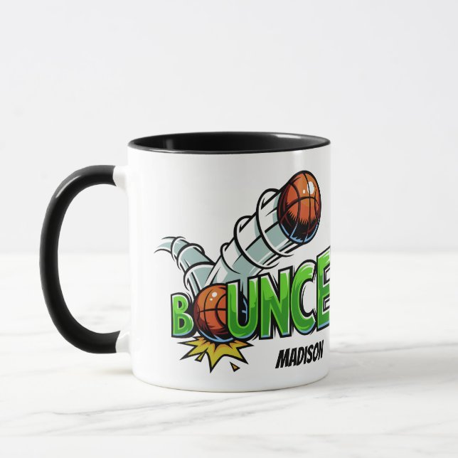 Custom name BOUNCE Basketball mugs (Left)