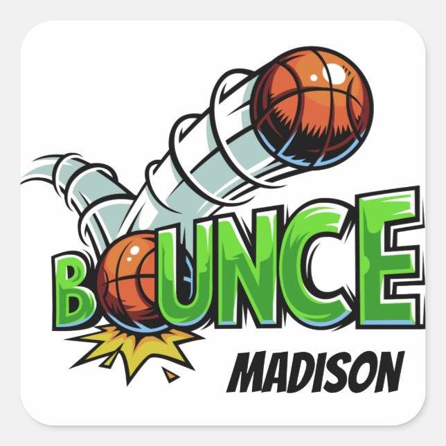 Custom name BOUNCE Basketball stickers (Front)