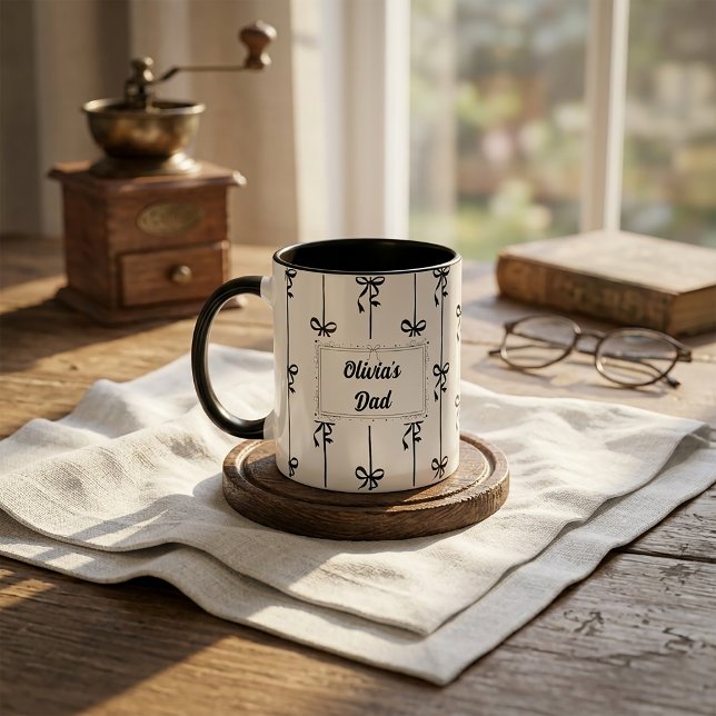 Custom Name Bow Stripe Mug Gift for Dad (Creator Uploaded)