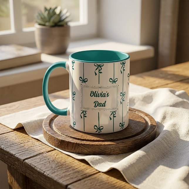 Custom Name Bow Stripe Mug Gift for Dad (Creator Uploaded)