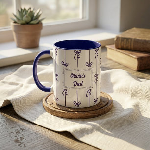 Custom Name Bow Stripe Mug Gift for Dad