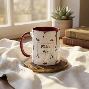 Custom Name Bow Stripe Mug Gift for Dad