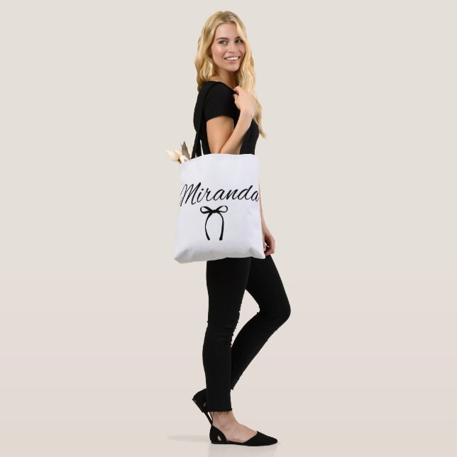 Custom Name Bow Tote Bag (On Model)