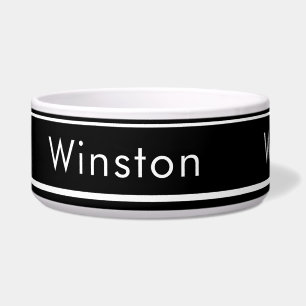 Custom Name Bowl for Dogs - Black Minimalist