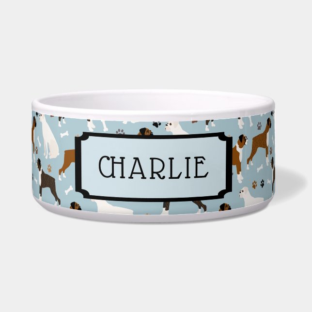 Custom Name Boxer Dog Bones and Paws (Front)