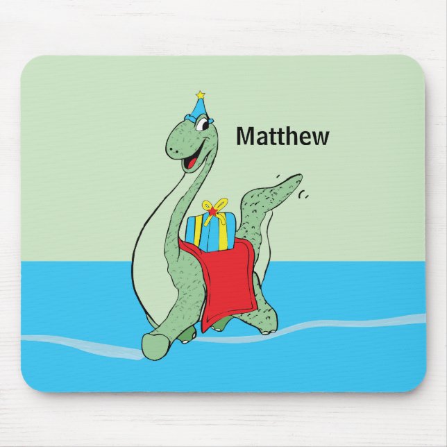 Custom Name, Boy, Birthday Dinosaur Mouse Pad (Front)