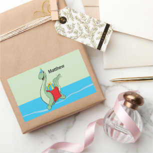 Custom Name, Boy, Birthday Dinosaur Rectangular Sticker