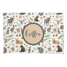 Custom Name Boy Pillow Case Forest Animal