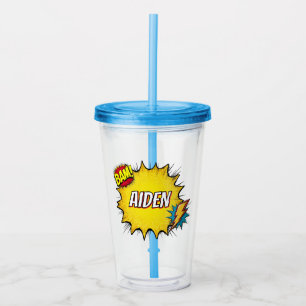 Custom Name Boys Superhero Acrylic Tumbler