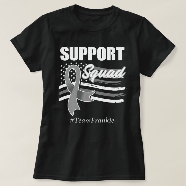 Custom Name Brain Cancer Awareness Support Squad T-Shirt (Design Front)