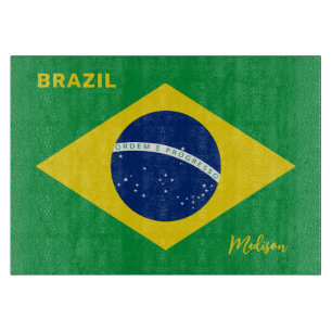 Custom Name Brazil Flag Cutting Board