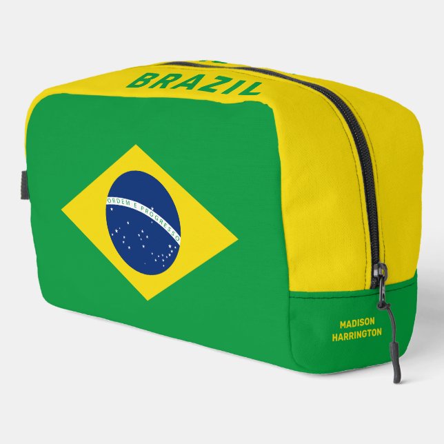 Custom Name Brazil Flag Dopp Kit (Right Corner)