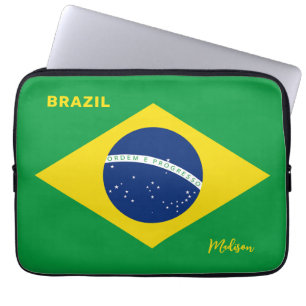 Custom Name Brazil Flag Laptop Sleeve