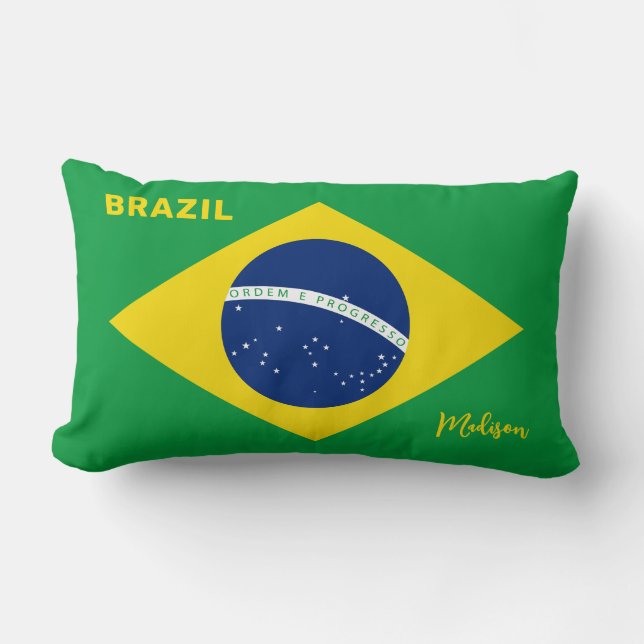Custom Name Brazil Flag Lumbar Cushion (Front)