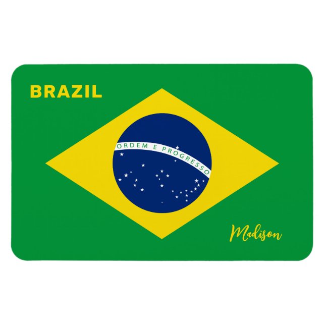 Custom Name Brazil Flag Magnet (Horizontal)