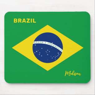 Custom Name Brazil Flag Mouse Pad