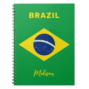 Custom Name Brazil Flag Notebook