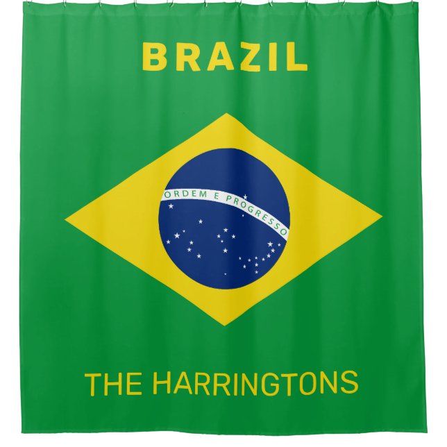 Custom Name Brazil Flag Shower Curtain (Front)
