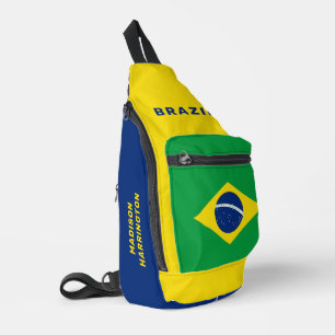 Custom Name Brazil Flag Sling Bag