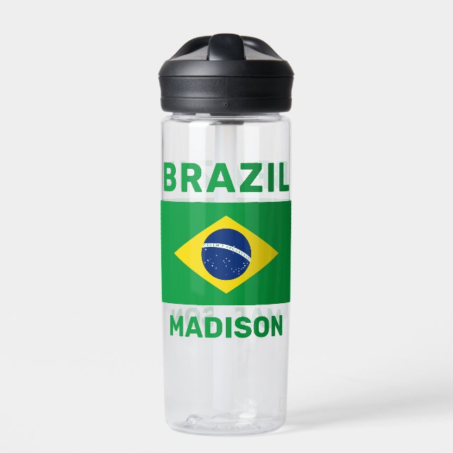 Custom Name Brazil Water Bottle (Front)
