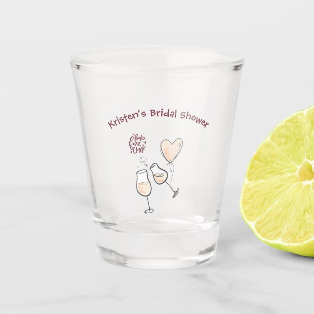 Custom Name Bridal Shower Clinking Wine  Shot Glass (Front)