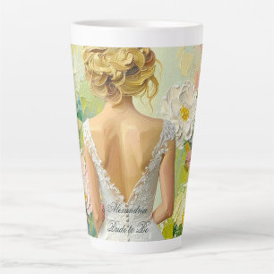 Custom Name Bridal Shower Spring Wedding Dress Latte Mug