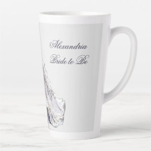 Custom Name Bridal Shower Wedding Dress Latte Mug