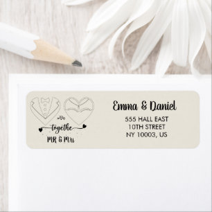 custom name bride and groom modern brush script  return address label
