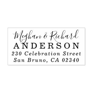 Custom Name Bride & Groom Wedding Return Address Rubber Stamp