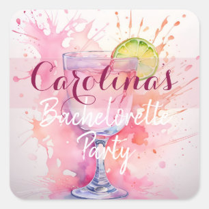 Custom Name Bride Squad/Bachelorette Party Pink  Square Sticker