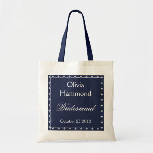 CUSTOM NAME Bridesmaid Bag NAVY & WHITE