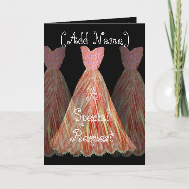 CUSTOM NAME - Bridesmaid ORANGE FLAME Dress Invitation (Front)