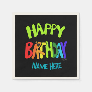 Custom Name Bright and Happy Birthday Napkin