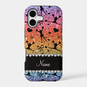 Custom name bright rainbow glitter cheerleading