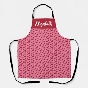Custom Name Bright Valentine Hearts All Over Print Apron