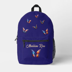 Custom Name Brilliant Butterflies in flight Printed Backpack