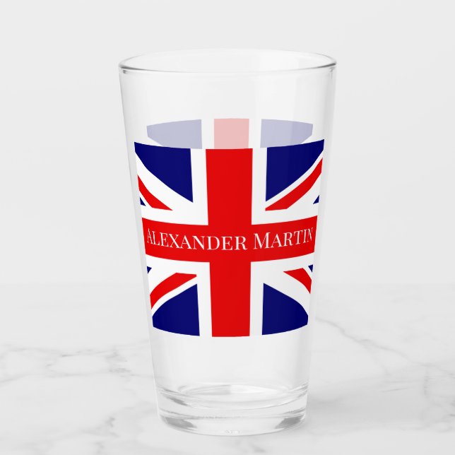 Custom Name British National Flag Glass (Front)