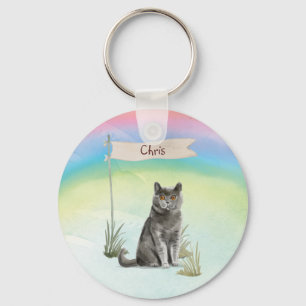 Custom Name British Short Hair Cat Pet Key Ring