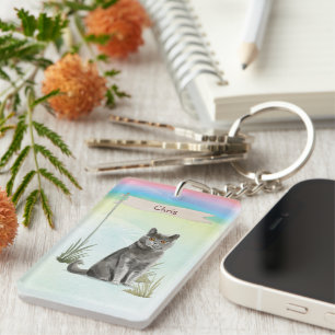 Custom Name British Short Hair Cat Pet Key Ring