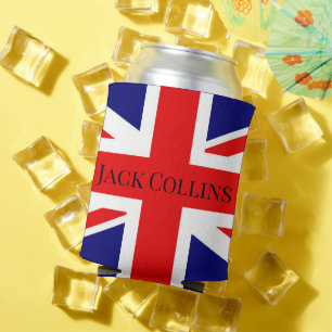 Custom Name British Union Jack flag Can Cooler