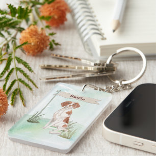 Custom Name Brittany Pet Dog Key Ring