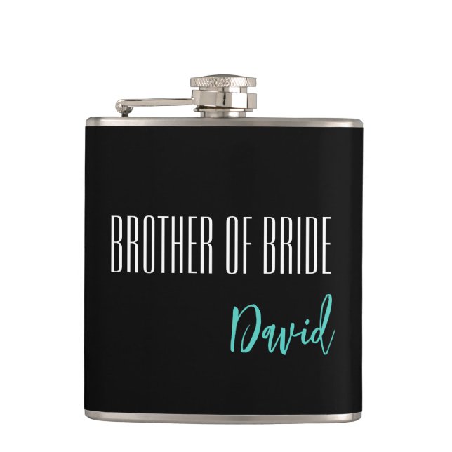 Custom Name Brother Of Bride Flask (Front)