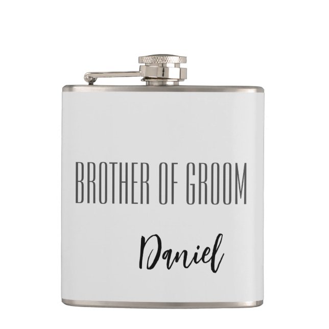 Custom Name Brother Of Groom Flask (Front)